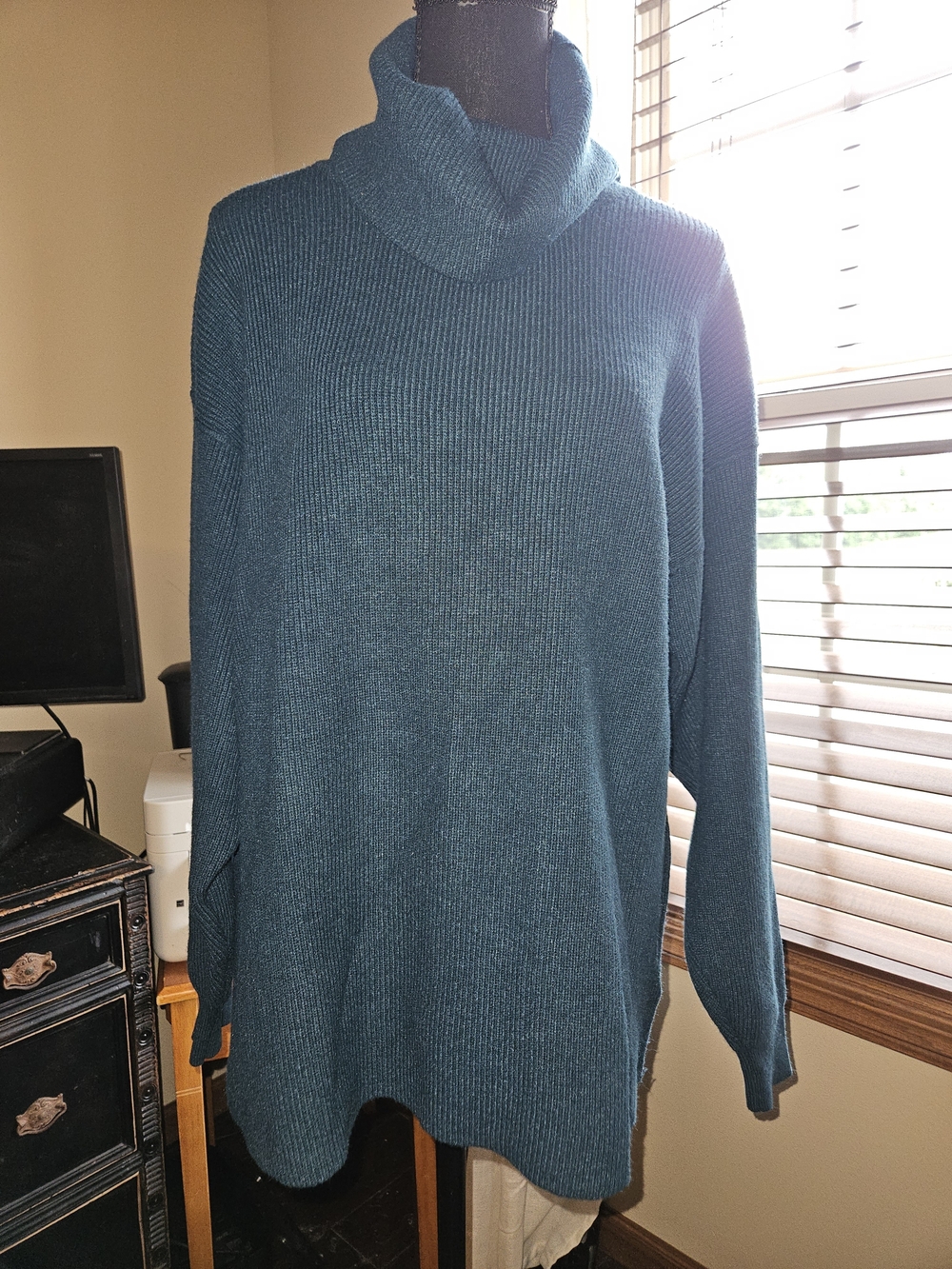 Free People Oversized Turtleneck Sweater in Teal Sz Small